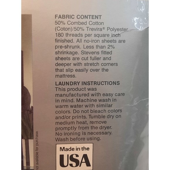 Vintage NWT No-Iron Luxury Percale Ultra Touch by Stevens Twin Sheet Set Aqua - Picture 5 of 7